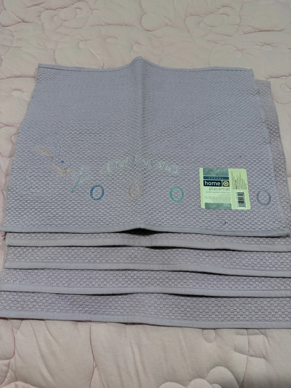 Target Lavender Bunny Embroidered Table Linen 4 pieces